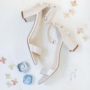 Fabiola embellished block heel sandals pearl shoes